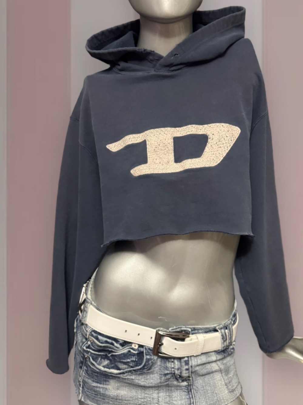 Diesel Raw-Hem Cropped Hoodie